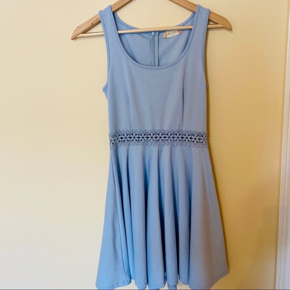 Altar’d State Light Blue Floral Waist Skater Dress